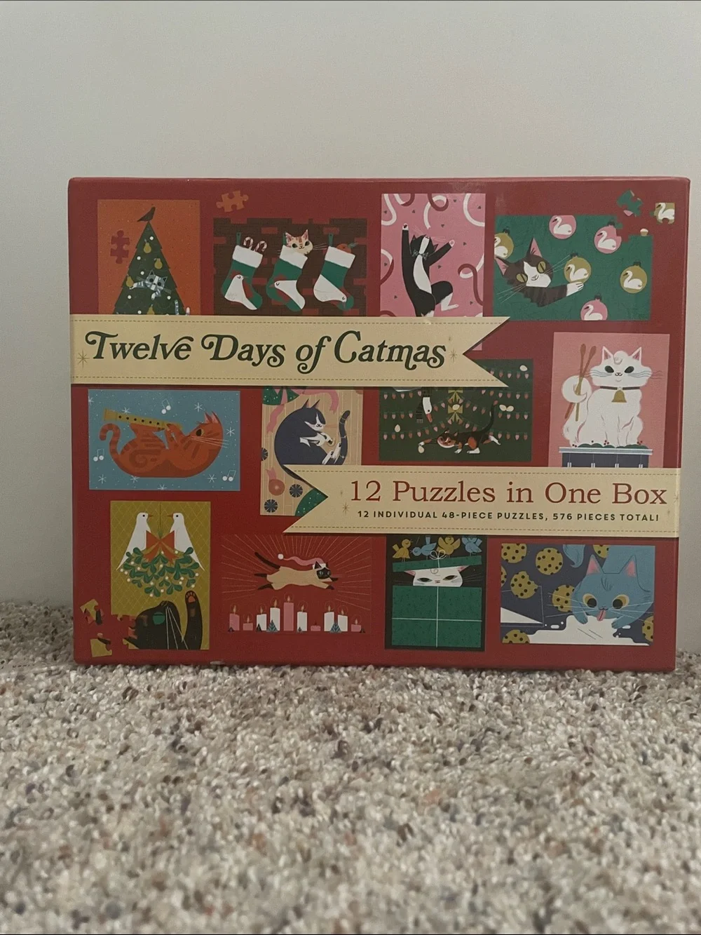 12 Days of Catmas 576 Piece Jigsaw Puzzle Set Chronicle New